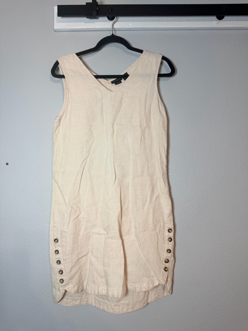 Tahari Sleeveless Linen Dress Small Cream Lagenlook Cottagecore Summer Vacation